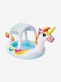 Надувной детский бассейн с фонтанчиком “Единорог”, 254x132x109 см. INTEX, Белый