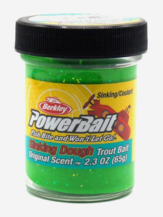 Паста форелевая Berkley PowerBait Sinking Glitter Trout Bait Spring/Lime/ лайм 50gr, Зеленый