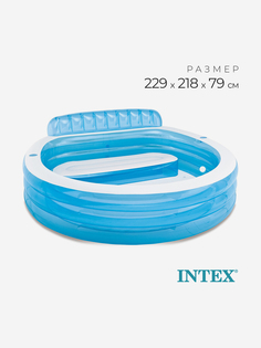 Бассейн INTEX 57190 надувной "Семейный с подголовником" 224х216х76см, Голубой