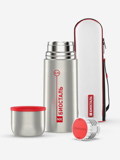 Термос для напитков Биосталь 350 мл с чехлом, Серебряный Biostal