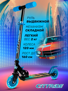 Самокат двухколесный городской CITYRIDE, складной, PVC 120/120, CR-S2-09BL, Черный