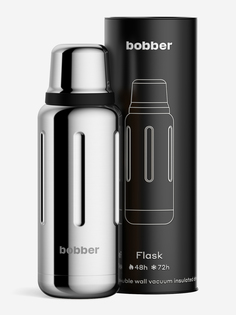 Термос вакуумный для напитков BOBBER Flask 1 литр, тепло до 48 часов, зеркальный, Серебряный