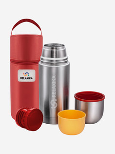 Термос для напитков Relaxika 102 500 мл, с чехлом, Серебряный