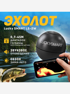 Беспроводной эхолот Lucky SMART LS-2W подходит для летней и зимней рыбалки передает сигнал прямо в телефон, Черный