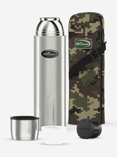 Термос Биосталь Охота 1200 мл с чехлом, Серебряный Biostal