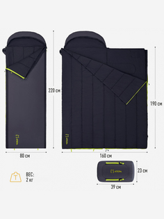 Спальный мешок 2101 ROCKY 520L -4°С 230х90, -4°C, черный/графитовый правый, Черный Atepa