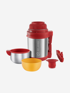 Термос универсальный Relaxika 201 800 мл, с ручкой и ремешком, Серебряный