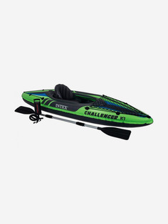 Надувная байдарка Intex 68305 Challenger K1 + весла + насос, Зеленый