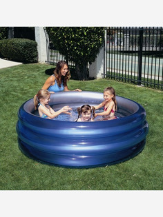 Бассейн Bestway 51041 надувной круглый "Металлик", 150х53см, Синий