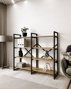 Стеллаж A1 HOME Bruno Double 4 полки 117х134х34 Дуб Веллингтон