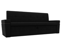 Диван кухонный Лига Диванов Деметра 217x58x80, микровельвет, черный