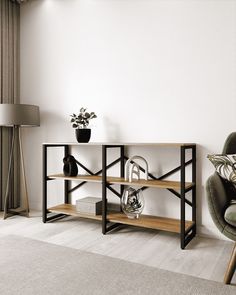 Стеллаж A1 HOME Bruno Double 3 полки 75х134х34 Дуб Веллингтон