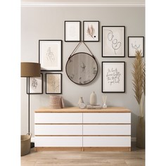 Комод с 6-ью ящиками Бетти, 1200х420х775, Дуб крафт золотой/Белый Клик Мебель