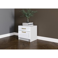 Клик Мебель Тумба прикроватная Лена-2 500х400х470 белый/белый глянец