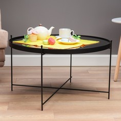 Кофейный столик Уран YS-8483-40, черный, стекло 70х40 см No Brand