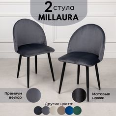 Стулья для кухни Stuler Сhairs Millaura 2 шт, Серый велюр черные матовые ножки