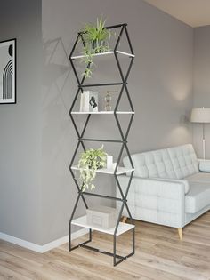 Стеллаж Ромбо стS черный/белый KM Loft