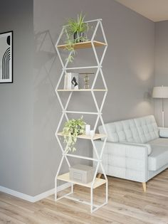 Стеллаж Ромбо стS белый/сонома KM Loft