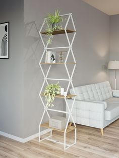 Стеллаж Ромбо стS белый/вотан KM Loft