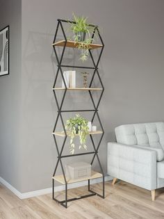 Стеллаж Ромбо стS черный/сонома KM Loft