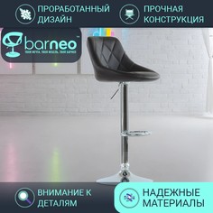 Барный стул со спинкой BarneoPro N-83 Comfort лофт, коричневый эко-кожа, основание хром