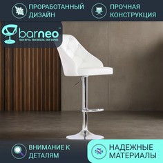 Барный стул со спинкой BarneoPro N-94 Онлайн стул белый лофт, эко-кожа хром