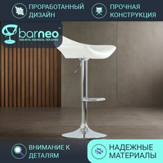 Барный стул лофт BarneoPro N-44 Дана стул белый, кухонный табурет эко-кожа, основание хром
