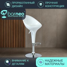 Барный стул со спинкой BarneoPro N-5 Club, стул белый глянец ABC-пластик, стул лофт, хром
