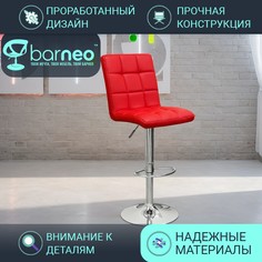 Барный стул для кухни BarneoPro N-48 Kruger красный эко-кожа, стул лофт, интерьерный хром