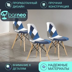 Стулья для кухни BarneoPro N-12 Patchwork 95965V3 рогожка синий мультиколор, комплект 3 шт