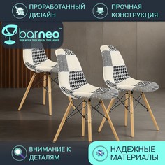 Стулья для кухни BarneoPro N-12 Patchwork 95231V3 рогожка черно-белый, комплект 3 шт