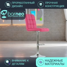 Барный стул со спинкой BarneoPro N-48 Kruger, стул лофт, фуксия эко-кожа кухонный хром