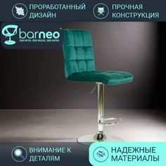 Барный стул со спинкой BarneoPro N-48 Kruger стул лофт малахит, сидение велюр, основ хром