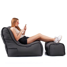 Садовое кресло с оттоманкой Evolution Chaise - Supernova (черный, оксфорд) Ambient Lounge