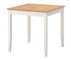 Стол обеденный кухонный SkandiMark, 74х74, белый/светло-коричнеый, массив сосны