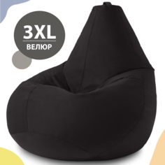 Кресло-мешок груша XXXL Стандарт, велюр, черный No Brand