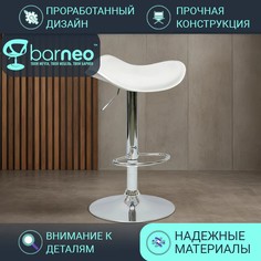 Барный стул лофт BarneoPro N-15 Skat, стул белый высокий кухонный, экокожа хром