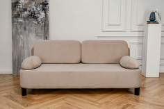 Диван двухместный BRENDOSS 1004 раскладной износостойкий, велюр бежевый