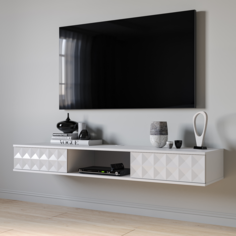 Подвесная тумба-консоль под телевизор Акцент Лидс 163 см Перламутр