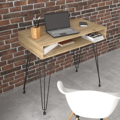 Компьютерный стол 90x45x75, см Дуб крафт золотой/черный No Brand