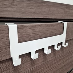 Вешалка на дверь VekWorld 5 крючков белая 29x10.5x6, без сверления