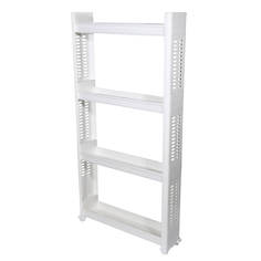 Этажерка, 4-х ярусная, 55х13х105 см, на колесах, пластик, белая, Smart Store Kuchenland