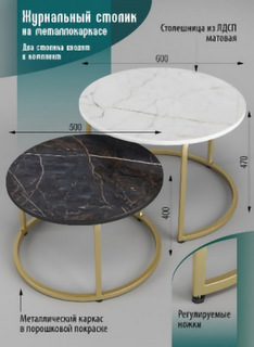 Журнальные столики SANTREK Дуэт 2 шт. ЛДСП 60х60х47 и 50х50х40