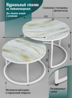 Журнальные столики SANTREK Дуэт 2 шт. стекло 60х60х40 и 50х50х30