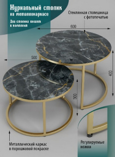 Журнальные столики SANTREK Дуэт 2 шт. стекло 60х60х40 и 50х50х30