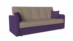 Диван-книжка ЭКОНА МЕБЕЛЬ Надежда, Велюр, бежевый/фиолетовый, 3101054