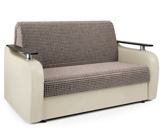Диван аккордеон Гранд Д 140 Корфу коричневый и экокожа беж Gamma