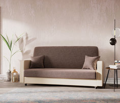 Диван-книжка Мелодия 140 Корфу коричневый и экокожа беж Gamma