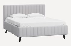 Кровать двуспальная Kapri 140х200 с мягким изголовьем, ортопедическим основанием, св серый No Brand