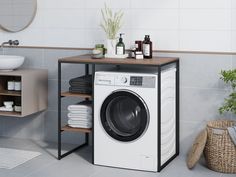 Стеллаж для стиральной машины 4 сезона Айсберг Лофт 91x100 Черный/Дуб крафт табак